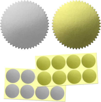 100-pack MinStampel stickers i guld och silver.